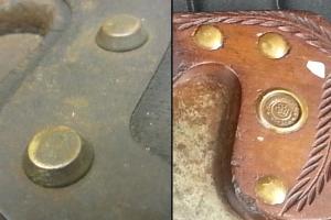 Examples of "dome" (left) and "button" (right) rivets found on early saws 
